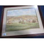 Laurence Tate (British C20th)"Ampleforth College", watercolour, signed L Tate '83, gilt framed, 52cm