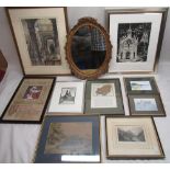 Collection of pictures, prints, mirrors and a map of Carmarthenshire