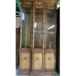 Colonial style side cabinet, bamboo effect frame, three doors above three rattan effect doors with