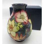 Moorcroft vase for ERII Golden Jubilee 2002, baluster body decorated with spring foliage, in