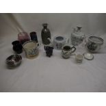 Collection of Studio pottery, Victorian pottery, and hand painted glass