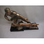 Art deco figure of a man and hunting dog