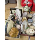 Various ceramics including a Royal Doulton chamber pot, Royal Albert framed porcelain tile, Gibson's
