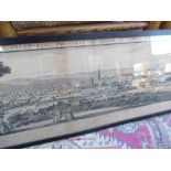 Victorian engraving "The South East Prospect of Leeds", small engravings of Skipton & Bolton