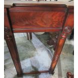 Regency mahogany pier glass, rectangular plate with curl veneer frieze enclosed by column supports