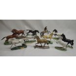 Eleven Franklin mint horses of the world one with damaged leg