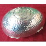 Teenage Cancer Trust Fundraiser - Silver hallmarked arts and crafts planished egg shaped table box