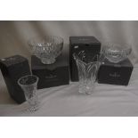 Waterford crystal flower vase, two nocturne collection bowls and another vase (4)