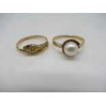 18ct gold wrap ring in the form of a snake stamped 750 SOA Size O and another 18ct gold ring with
