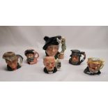 Six Royal Dalton character jugs including Winston Churchill