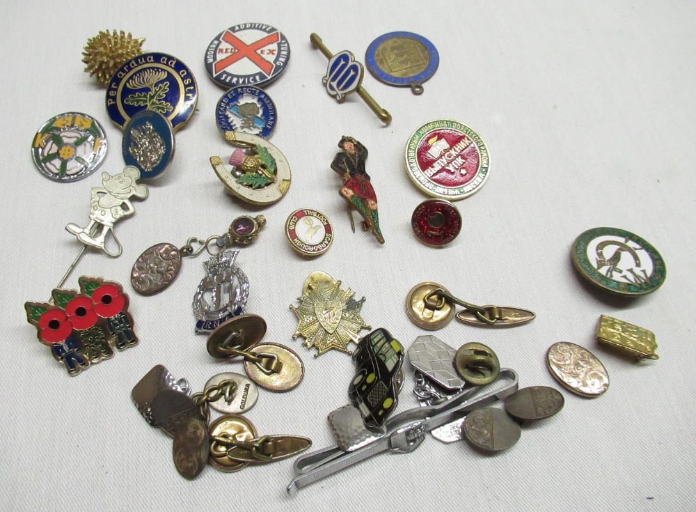 Vintage WI enamel lapel pin, Red Ex button badge, small collection of other interesting enamel