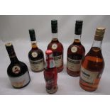 Three Barrels Rare Old French Brandy VSOP 40%vol 100cl (2) and 70cl (1), Napoleon Brandy, 1ltr 36%
