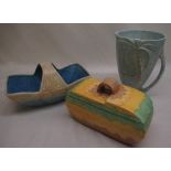 Beswick palm jug, turquoise glaze, impressed 1068 to the base, 1930's Beswick tureen and cover