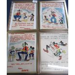 Laurence Tate (British C20th) Disney Scenes "To Christopher From His Dad" group of four coloured