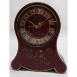 Jaeger Petite Neuchateloise musical alarm clock, burgundy coloured case with hand painted