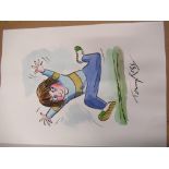 Original watercolour picture by children's illustrator Tony Ross, of Horrid Henry, hand painted