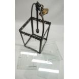 Georgian style patented brass hall lantern with four cut glass panels W21cm H47cm