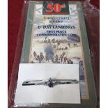 Teenage Cancer Trust Fundraiser - RAF sweetheart brooch and 50th anniversary D day commemorative 50p