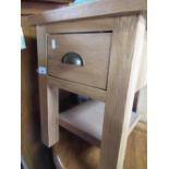 Small light oak rectangular single drawer side table