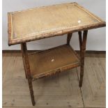 Early c20th bamboo two tier occasional table with rectangular top and under tier W52cm D38cm H72.5cm