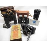 Delacroix, Paris 12x40 binoculars in leather case, Vesper 8x30 binoculars, Minolta 10x25 pocket