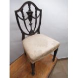 C19th mahogany Hepplewhite style childs dining chair with shield shape back, carved urn splat with