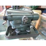 post war Hilger & Watts Ltd. theodolite in green painted finish complete with integral case with