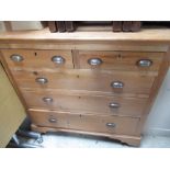 Victorian pine chest of two short above three long drawers on bracket supports