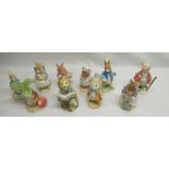 Ten Border Fine Arts Beatrix Potter figurines including "Hunca Munca Sweeping", "Lady Mouse", "Timmy