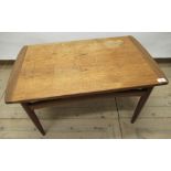 1970s G-Plan occasional table with rectangular top on turned tapering legs W82cm D50cm H43.5cm