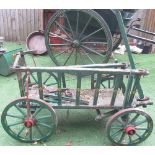 Wooden Constructed and Painted Dog Cart on Twin axle with Iron Rimmed Wooden Spoked Carriage