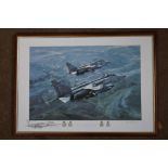 Limited edition 120/500 print "Jaguars Over Bosnia" by Michael Rondot, with original drawing of