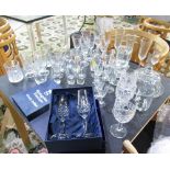 Pair of two Edinburgh Crystal glass tumblers, Spiegelau cut glass champagne flutes and a