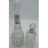 Geo.V cut glass and silver mounted pear shaped dressing table bottle, London 1922 H20cm, Geo.V