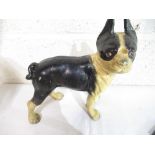 Black and white cast metal figure of a Bulldog stamped Hubley 1916