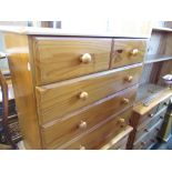 Contemporary pine chest of two short and three long drawers W85cm, D37cm, H75cm