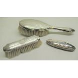 Geo.V hallmarked silver hair brush Birmingham 1929, similar brush Birmingham 1928, silver backed