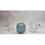 Eight large glass vases and jugs