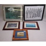 Selection of prints including Halifax Bomber, Spitfire, Lancaster in the Snow, Dawn Return by John