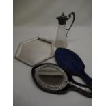 Early C20th PP & S cased ladies hand mirror with cast classical design, oval glass handle set with