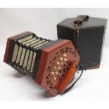 Lachenal & Co. twenty one button concertina, with fretwork end panels