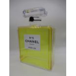 Chanel - Large Perspex display bottle of Chanel No.5 perfume, H34cm on acrylic stand, H76cm