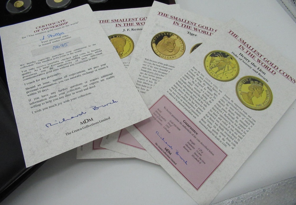 The Smallest Gold Coins In The World series by MDM, Henry the Lion, 1995 Tiger Cook Islands, 1990, J - Image 5 of 15