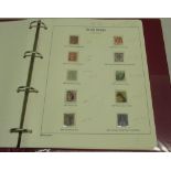 Stamp album containing GB stamps including 1841 penny red, and other early Victorian stamps and a