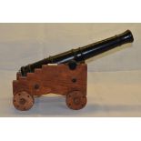 Cast metal signal type cannon, 19" staged barrel engraved with B above broad arrow mark D1.2" on