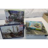 Collection of nine railway themed jigsaw puzzles
