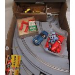 Quantity of Airfix road racing track, model car parts, remote controls and vehicles,including