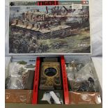 Boxed partially completed Tiger I Panzer tank 1:25 made by Tamiya