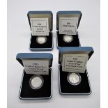 Collection of Royal Mint silver proof £1 coins including 1989, 1990, 1991, 1992 (4)
