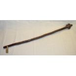 Large Fijian type root club knotted head with bone inlay L112cm